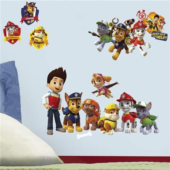 Paw Patrol Wall Decals Peel and Stick Removable Repositionable Kids Room Decor - Picture 1 of 4